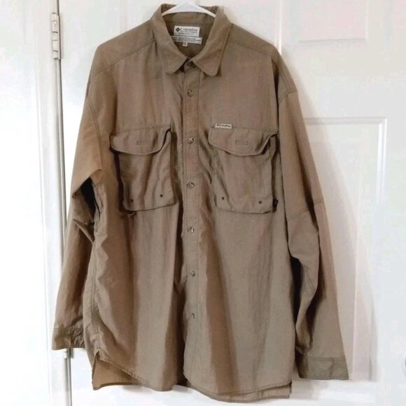 Vintage Columbia Sportswear Nylon XXL Button Down Long Sleeve Shirt GRT Fishing - Picture 1 of 6